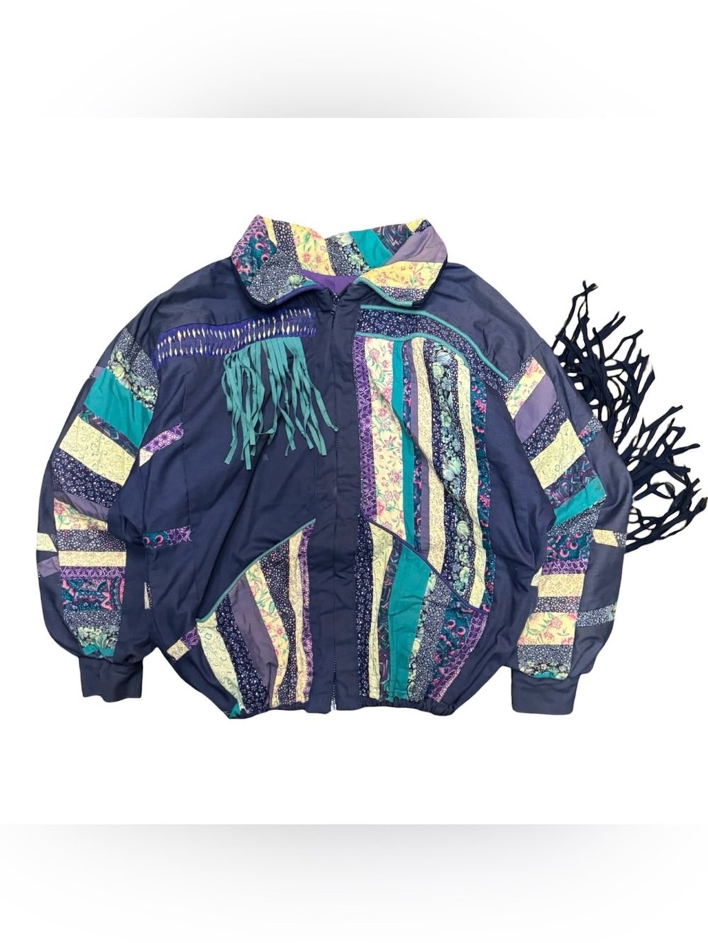 Crazy Vintage 80s Fringe Patchwork Jacket